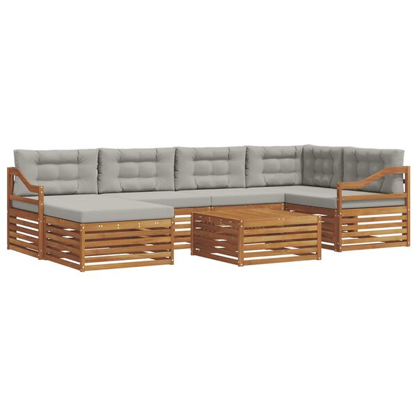 vidaXL &Uacute;ti s&oacute;fasett me&eth; p&uacute;&eth;i 7 pcs N&aacute;tt&uacute;rulegt og Lj&oacute;st Gr&aacute;tt