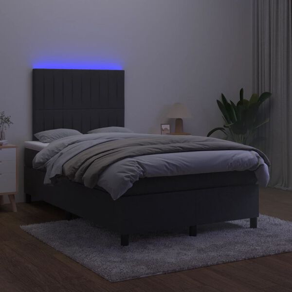 vidaXL H&oacute;lfa&eth; Springr&uacute;m me&eth; D&yacute;nu&LED Svart 120x190 cm Flauel