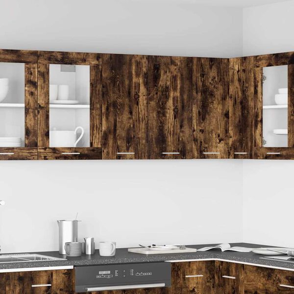 vidaXL Veggfestur Sk&aacute;pur &ldquo;Lyon&rdquo; Reyklitu&eth; Eik 60x31x60 cm