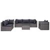 vidaXL 7 Stk Gar&eth;s&oacute;fasett me&eth; Sessum og P&uacute;&eth;um Polyrattan Gr&aacute;tt