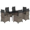 vidaXL 7 Parta Gar&eth;h&uacute;sgagnasett me&eth; Sessum Gr&aacute;tt P&oacute;l&yacute;rattan