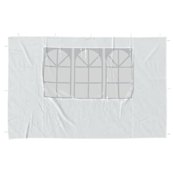 vidaXL Hliðarveggir á Veislutjald 2 stk. með Glugga PE Hvítir