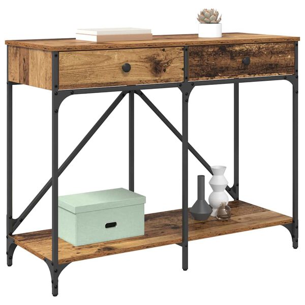 vidaXL Veggbor&eth; Gamall vi&eth;ur 100 x 39 x 78,5 cm Samsettur vi&eth;ur