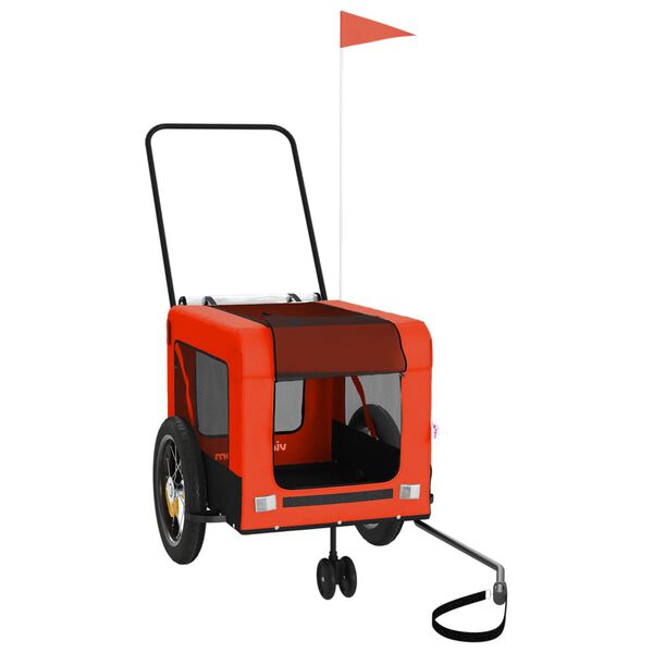 vidaXL Hundakerra fyrir Hj&oacute;l Appels&iacute;nugul og Sv&ouml;rt Oxfordefni og J&aacute;rn