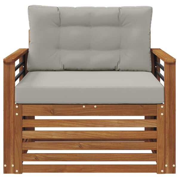 vidaXL &Uacute;ti s&oacute;fasett Solid Akas&iacute;uskei&eth; og P&oacute;lyester N&aacute;tt&uacute;rulegur