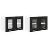 vidaXL Vegghengdur sk&aacute;pur me&eth; hur&eth; 2 pcs Svartur Eik 60 x 31 x 40 cm