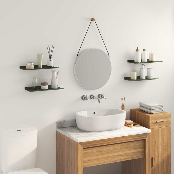 vidaXL Flj&oacute;tandi skrifbor&eth; 4 pcs Ol&iacute;fugr&aelig;nn 40 x 18 x 2,5 cm St&aacute;l