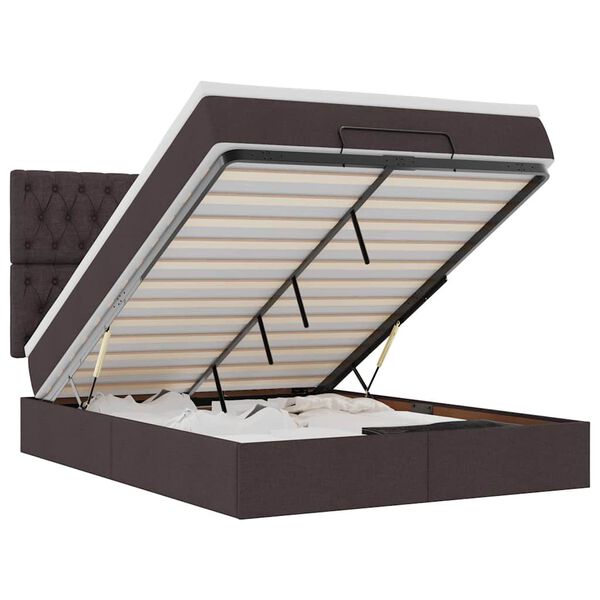 vidaXL Ottoman r&uacute;m me&eth; d&yacute;nu & LED d&ouml;kkbr&uacute;nt 140x190 cm Efni