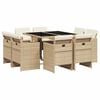 vidaXL 9 Hluta Gar&eth;bor&eth;sett me&eth; Sessum Drappa&eth; P&oacute;l&yacute;rattan