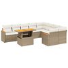 vidaXL 10 Hluta Gar&eth;s&oacute;fasett me&eth; Sessum Drappa&eth; P&oacute;l&yacute;rattan