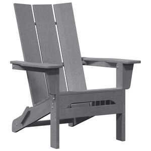 vidaXL Folding Adirondack stóll Ljósgrár 74.5 x 80.5 x 90cm HDPE