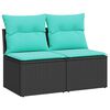 vidaXL 2 stykki gar&eth;s&oacute;fasett me&eth; p&uacute;&eth;um Black Poly Rattan Acacia