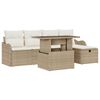 vidaXL Gar&eth;s&oacute;fa sett me&eth; p&uacute;&eth;i 6 pcs Drapplita&eth;ur Poly rattan