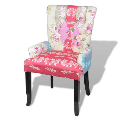 240649 vidaXL French Chair with Patchwork Design Fabric
