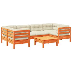 vidaXL 7 hluta Gar&eth;s&oacute;fasett me&eth; Sessum Vaxbr&uacute;nn Gegnheil Fura