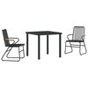 vidaXL Gar&eth;ur bor&eth;sett 3 pcs Svartur Dufth&uacute;&eth;a&eth; st&aacute;l