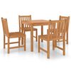 vidaXL 5 hluta Gar&eth;bor&eth;stofusett 80x80 cm &uacute;r gegnheilu teakvi&eth;i