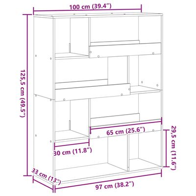 vidaXL Bókahilla Hvít 100x33x125,5 cm Samsettur Viður