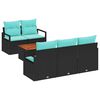 vidaXL Gar&eth;s&oacute;fa sett me&eth; p&uacute;&eth;i 6 pcs Svartur p&oacute;l&yacute;rattan