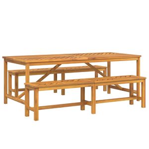 vidaXL Gar&eth;ur bor&eth;sett 3 pcs Br&uacute;nn Hrein akas&iacute;utr&eacute;