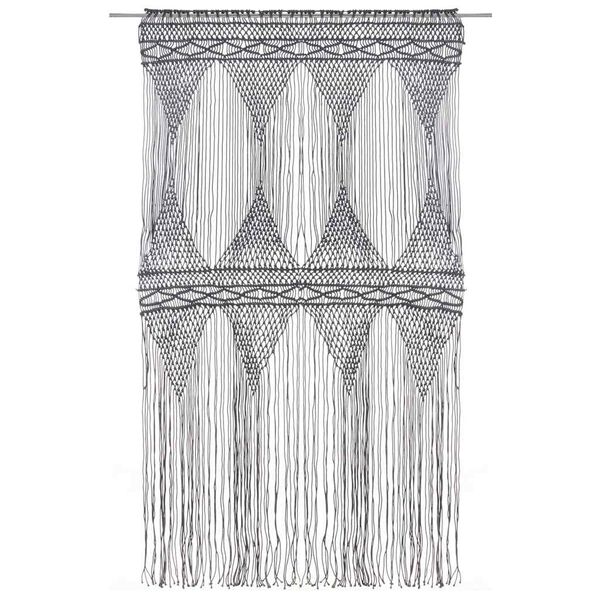 vidaXL Hnýtt Gardína Reykgrá 140x240 cm Bómull