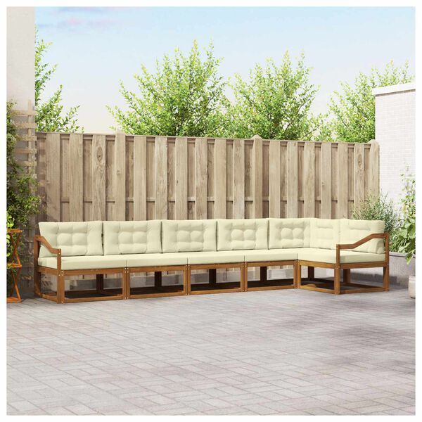 vidaXL &Uacute;ti s&oacute;fasett me&eth; p&uacute;&eth;i 6 pcs N&aacute;tt&uacute;rulegt og Krem