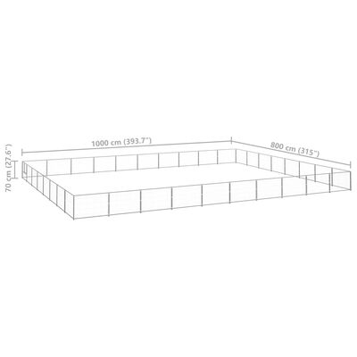 vidaXL Hundabyrgi Silfur 80 m² Stál