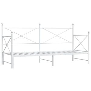vidaXL Daybed me&eth; r&uacute;llu &aacute;n d&yacute;nu Hv&iacute;tt 90x190 cm St&aacute;l