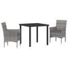 vidaXL Gar&eth;ur bor&eth;sett me&eth; p&uacute;&eth;i 3 pcs Gr&aacute;r p&oacute;l&yacute;rattan