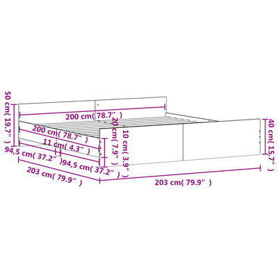 vidaXL Rúmgrind án Dýnu Svört 200x200 cm