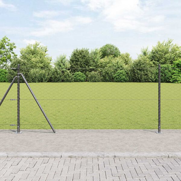 vidaXL Gir&eth;ingarp&oacute;stur Gr&aacute;r 50 x 0,8 m (50 mm net) St&aacute;l og PVC