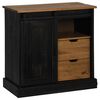 vidaXL skenkur HALDEN me&eth; rennihur&eth; Svartur 80x40x80 cm gegnheilum vi&eth;