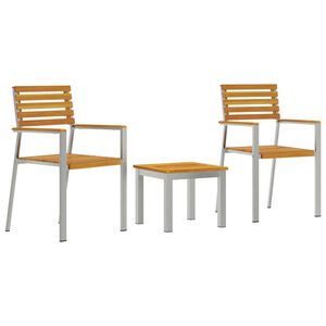 vidaXL Garðborðstofusett 3 pcs Brúnn Solid teak viður