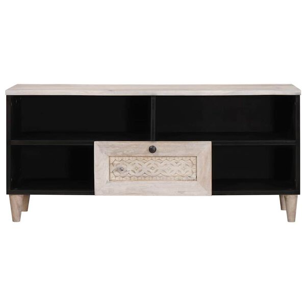 vidaXL TV einingar me&eth; sk&uacute;ffu Hv&iacute;tt 105 x 33 x 46 cm Samsettur vi&eth;ur