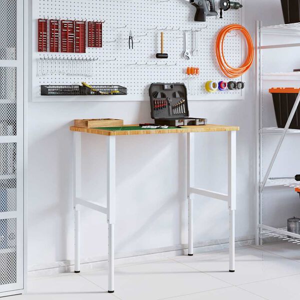 vidaXL Vinnubekkur Lj&oacute;sbr&uacute;nn 100x60x(71,5-98)cm R&eacute;tthyrnd Gegnheil Eik