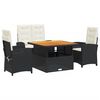 vidaXL 4 Parta Gar&eth;bor&eth;stofusett me&eth; Sessum Svart P&oacute;l&yacute;rattan