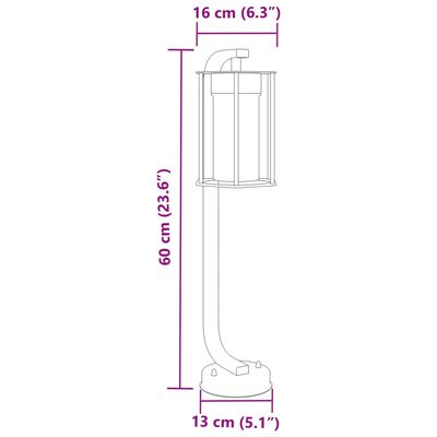 vidaXL Útiljós Frístandandi 60 cm Svart Ryðfrítt Stál