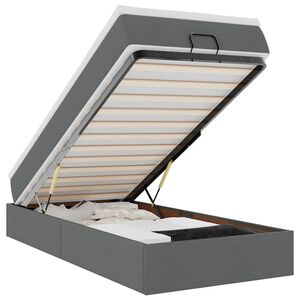 vidaXL Ottoman r&uacute;mgrind me&eth; d&yacute;nu D&ouml;kkgr&aacute;um 90x200 cm Efni