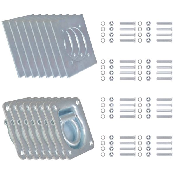 vidaXL Festiaugu fyrir Eftirvagn 8 stk. S&iacute;nkh&uacute;&eth;a&eth; St&aacute;l 2000 kg