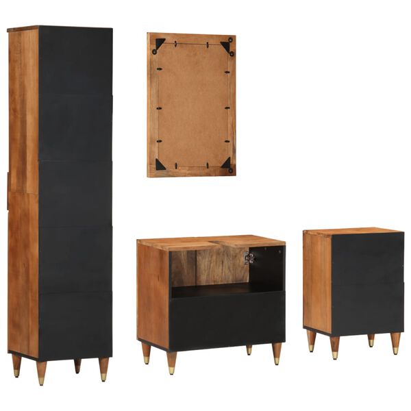 vidaXL Ba&eth;herbergish&uacute;sgagnasett 4 Hlutir Gegnheill Mang&oacute;vi&eth;ur