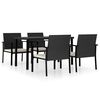 vidaXL 5 Parta Gar&eth;bor&eth;stofusett P&oacute;l&yacute;rattan Svart