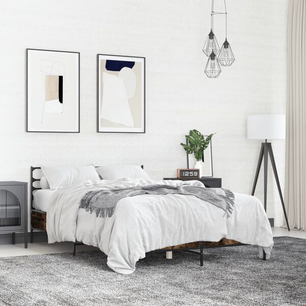 vidaXL R&uacute;mgrind &aacute;n D&yacute;nu Reykt&oacute;na Eikarlitur 135x190 cm