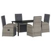 vidaXL Gar&eth;ur bor&eth;sett me&eth; p&uacute;&eth;i 5 pcs Gr&aacute;r p&oacute;l&yacute;rattan