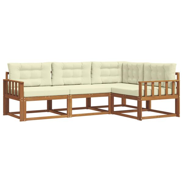 vidaXL &Uacute;ti s&oacute;fasett me&eth; p&uacute;&eth;i 4 pcs N&aacute;tt&uacute;rulegt og Krem