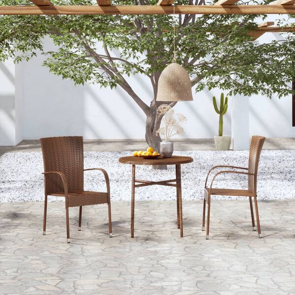 vidaXL 3ja garðborðstofusett Poly Rattan Brown