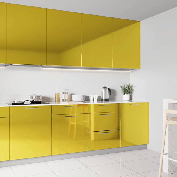 vidaXL Sj&aacute;lfl&iacute;mandi H&uacute;sgagnafilma H&aacute;glans Gyllt 500x90 cm PVC