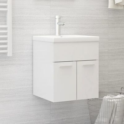 804644 vidaXL Sink Cabinet High Gloss White 41x38,5x46 cm Chipboard