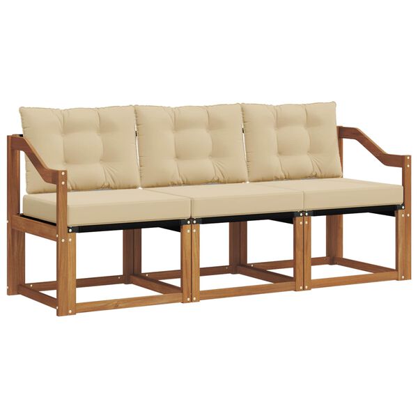 vidaXL &Uacute;ti s&oacute;fasett me&eth; p&uacute;&eth;i 3 pcs N&aacute;tt&uacute;rulegt og B&eacute;ig