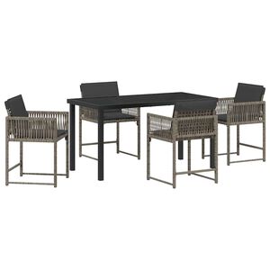 vidaXL Gar&eth;ur bor&eth;sett 5 pcs Gr&aacute;r p&oacute;l&yacute;rattan