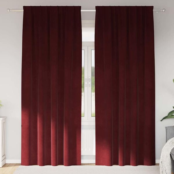 vidaXL Myrkratj&ouml;ld 2 pcs V&iacute;nrau&eth;ur 140 x 245 cm Flauel